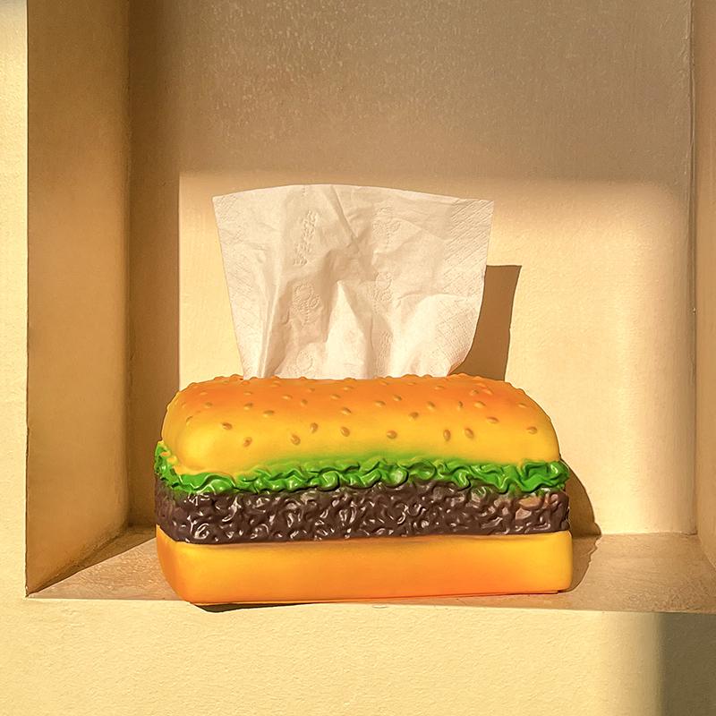 Вкусная коробка для салфеток в форме гамбургера, держатель для салфеток из смолы в виде гамбургера, бумажная коробка, контейнер для хранения украшений для домашнего обеденного стола