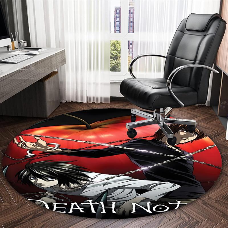 1pc D-Death Note Carpet, Round Rug, Comfortable, Suitable for Entryways, Living Rooms, Office, And Bedrooms, Christmas Decoration