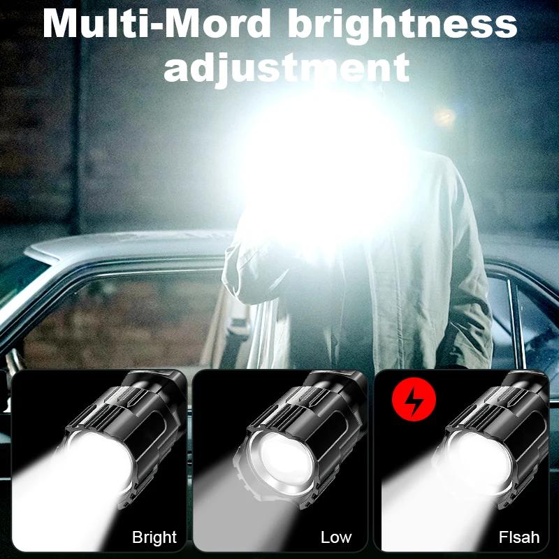 Portable Strong Light LED Flashlight Rechargeable Telescopic Zoom Torch Safety Emergency Light for Outdoor Camping Cycling Lamp