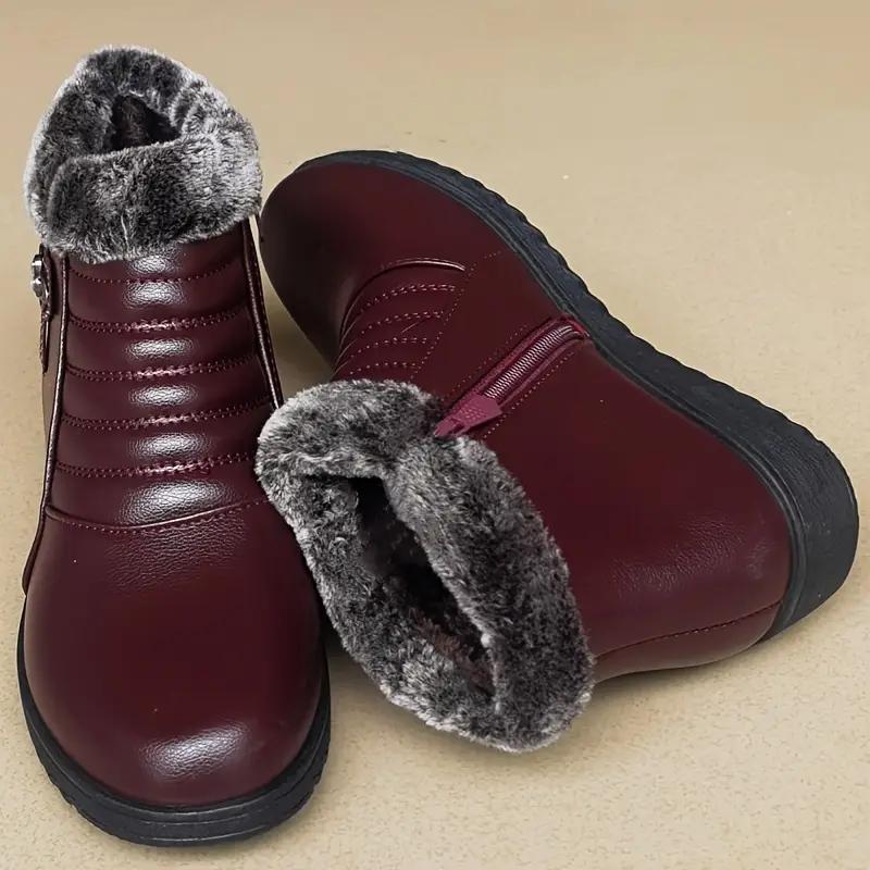 Зимние мамины туфли, хлопковые туфли, теплые и удобные флисовые сноубутсы большого размера, нескользящие кожаные туфли на плоской мягкой подошве
