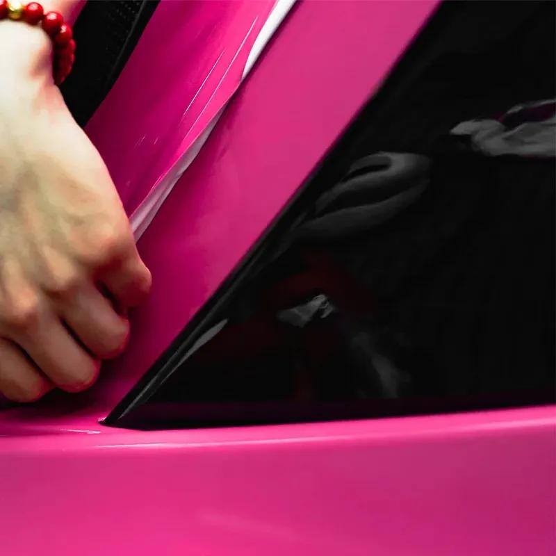 Ultra Glossy Magenta Rose Red PET Wrap Vinyl Film Car Whole Body DIY PVC Decals Protective Sticker Cover Auto Tuning Accessories