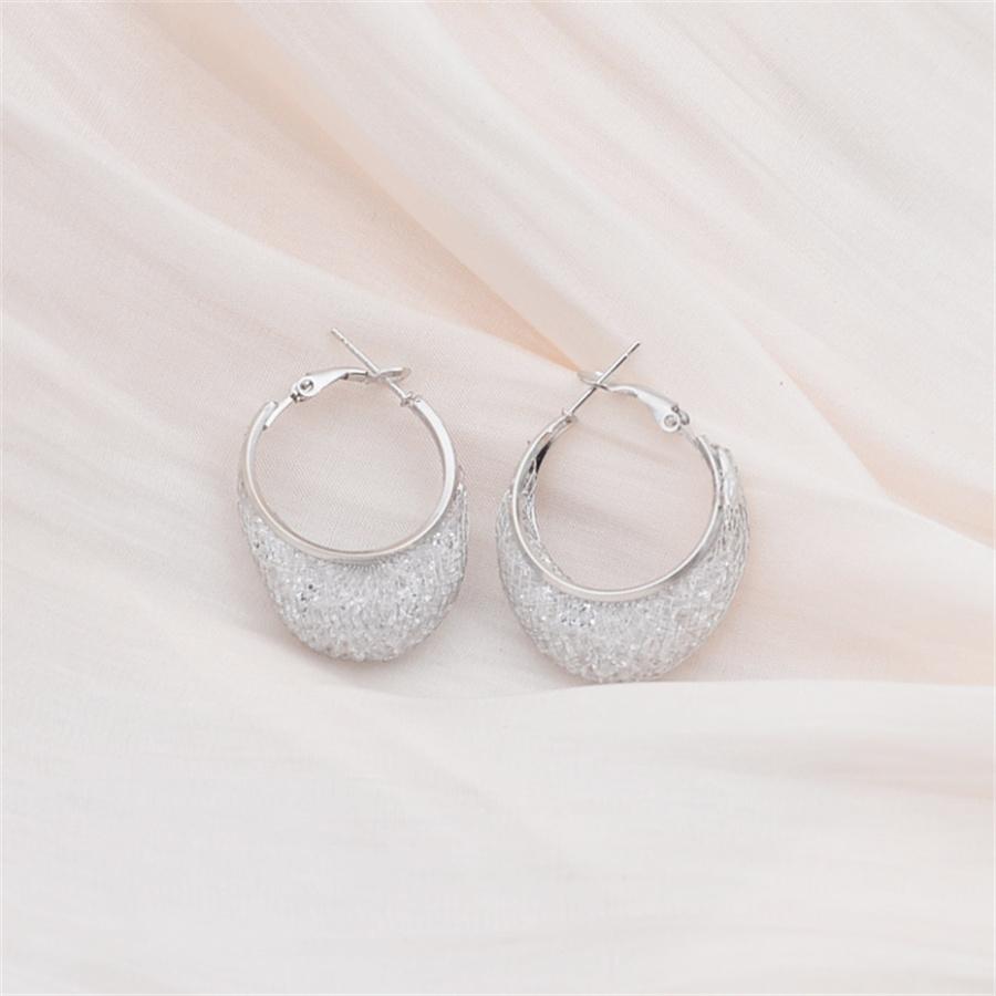 Minimalist Wire Mesh Zircon Round Hoop Earring for Women Unique Gold Color Loop Statement Party Jewelry
