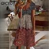 Spring Summer Women's Casual Floral Print V-Neck Casual Dresses