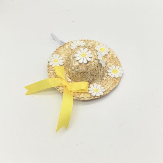 Мини-соломенные шляпы Миниатюрная соломенная шляпа ручной работы Вязаная ковбойская шляпа Кукольный домик Аксессуары для кукол Поделки Крыльцо Гусь