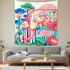 Watercolor color-block tapestry world map fabric wall hanging for bedroom and study room wall decoration background fabric
