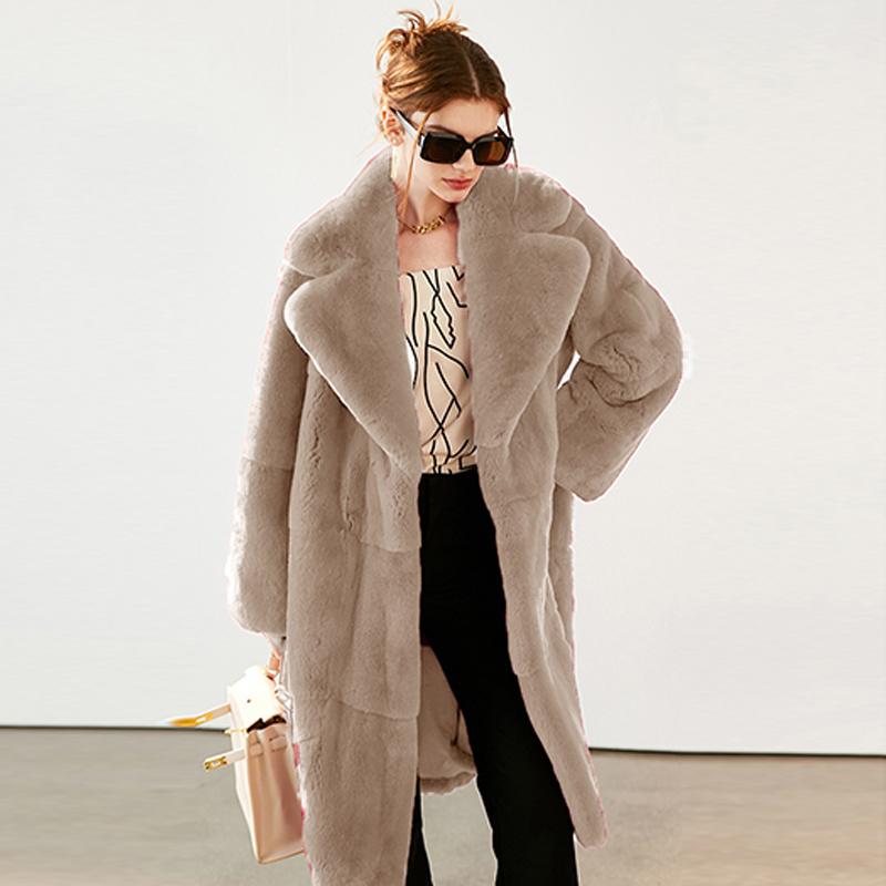 Женская длинная искусственная шуба с поясом, зимняя пушистая плюшевая женская куртка с отворотом, теплая, приталенная, плюшевая