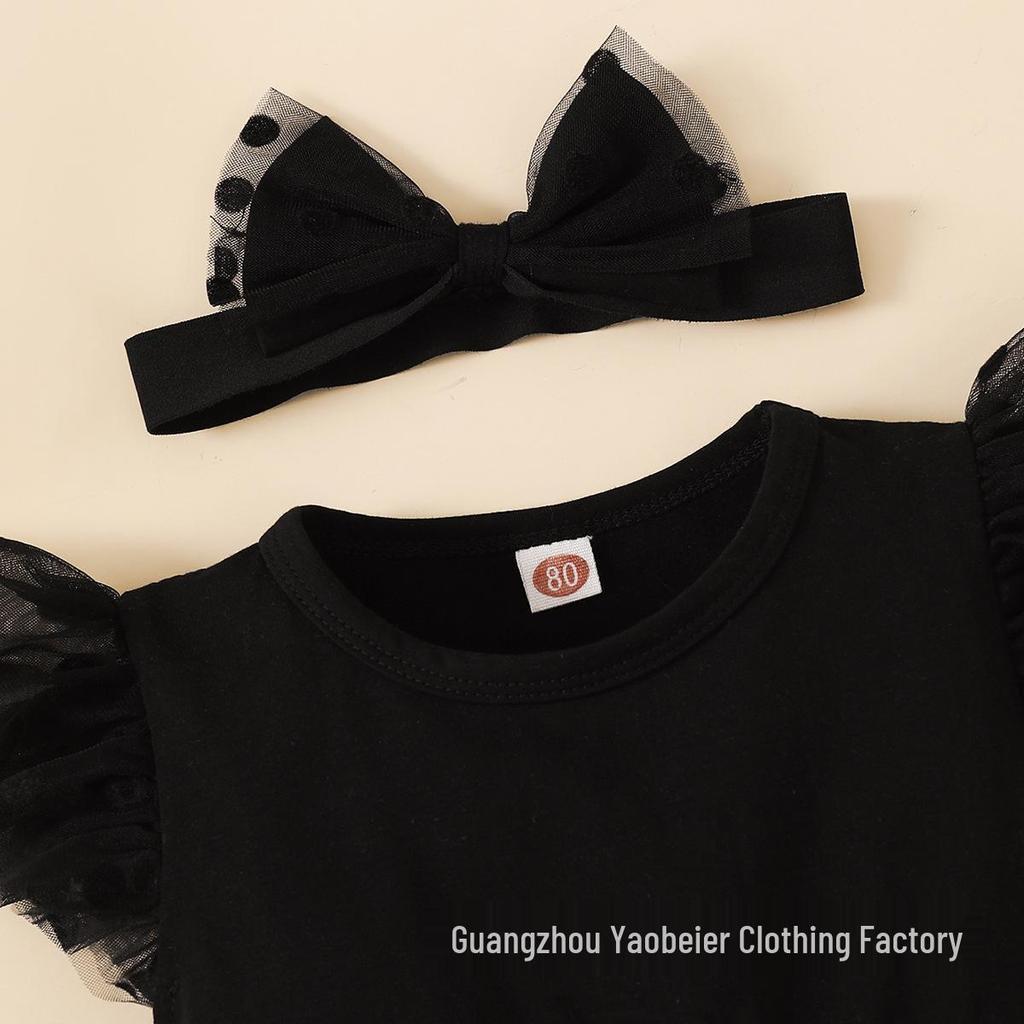 Summer Patchwork Mesh Sleeveless Romper for Baby Girls - Bestseller Triangle Bodysuit