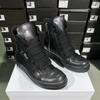 Бренд R-o Обувь Полностью черные кожаные туфли Мужские кроссовки Женские ботинки с высоким верхом Кроссовки Ботинки Огромные шнурки Повседневная обувь