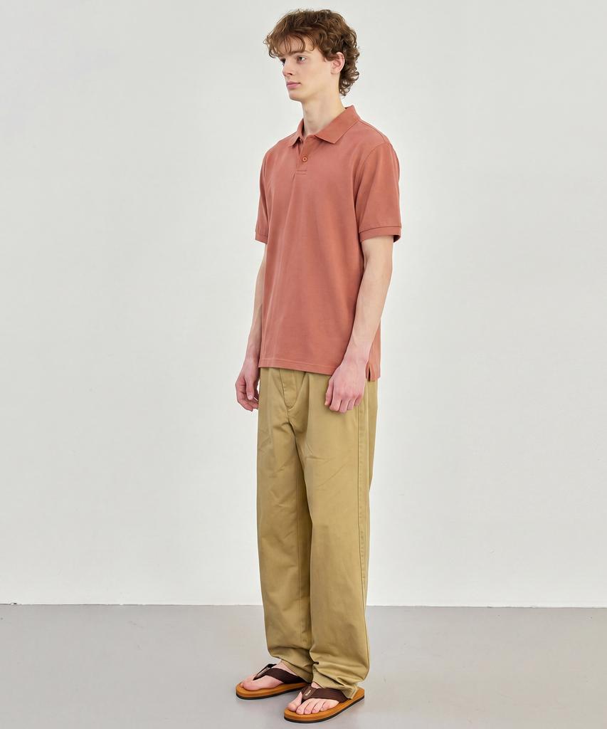 BASIC HOUSE Uni Semi-Overfit Pique Polo Shirt Deep Pink Lyts3104
