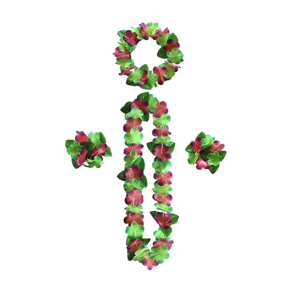 Party Hawaiian Garland 12-color Petal Necklace, Bracelet, Four-piece Set, Holiday Event Dress-up Accessories