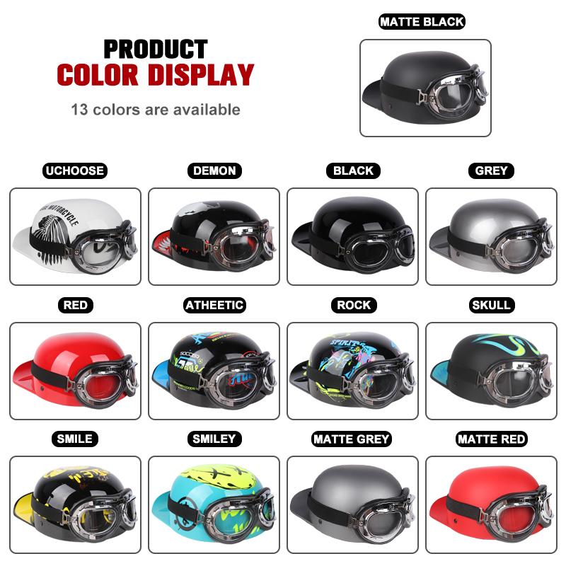 Винтажный шлем Uchoose с открытым лицом, полушлем для мотокросса, скутер, крейсер, чоппер, бейсбольная кепка, шлем, летняя езда