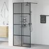 Walk in Shower Screen Black 90 x 195 cm Tempered Glass