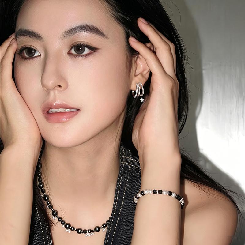 New Design Micro-Set Zircon Star-shaped Pendant Silver Earrings for Women Luxury Trendy Jewelry Elegant Ear Accessory