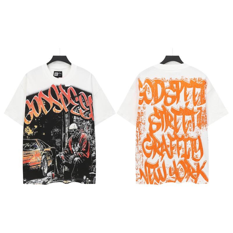 2025 Unisex Loose Fit Graphic Tee Hip Hop Streetwear Cotton T-Shirt Couples