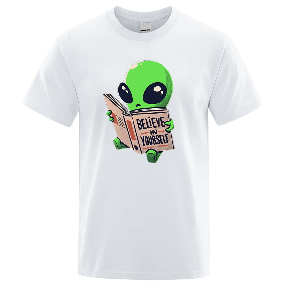 Футболка Believe In Yourself Personality Printing для мужчин, большие хлопковые футболки, брендовая футболка, уличная свободная футболка