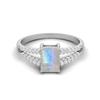 7X5MM Octagon Moonstone Gemstone 925 Sterling Silver Solitaire Split Shank Women Wedding Ring