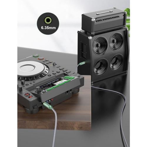 RAWAUX 6.35mm Guitar Cable, 3M, Standard 6.35mm Male to Male Stereo Audio Cable, Professional Nylon Braided 6.35mm Guitar Lead for Guitars, Basses, Mi