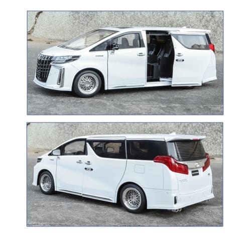 1/18 Scale Toyota Alphard MPV Diecast Metal Model Car with Sound & Light, Perfect for Gifts and Collections (White)