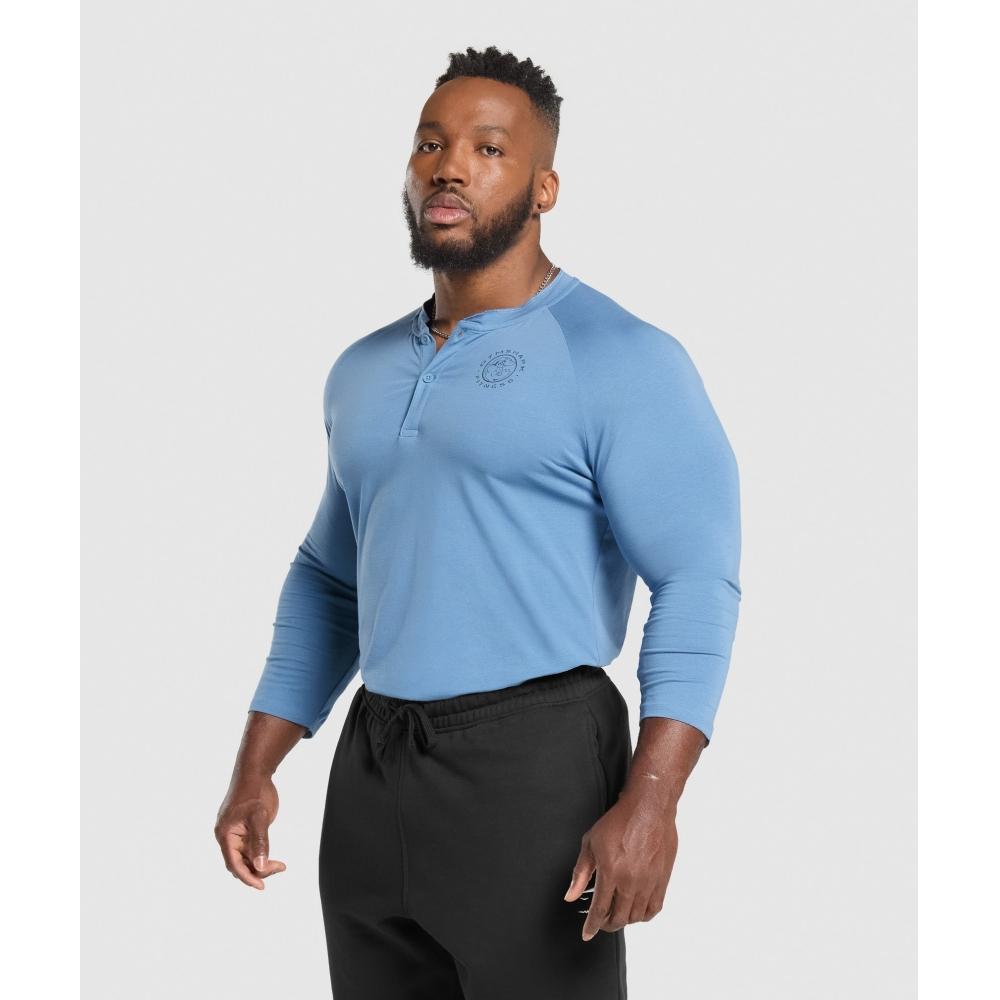 Gymshark Legacy Henley Classic Blue A5a3c Udbr