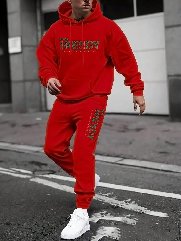 New sweater sweatpants set letter printing casual jacket autumn and winter velvet street tide youth hooded suit