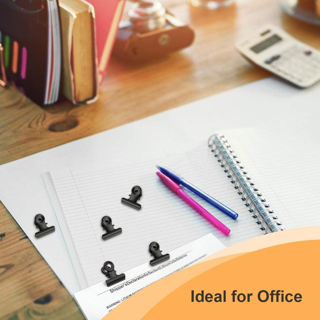 Coideal Small Bulldog Paper Clips - 120 Pcs Mini Black Metal Hinge Bull Clips 22mm Tiny Binder Paper Clamps for Pictures, Photos