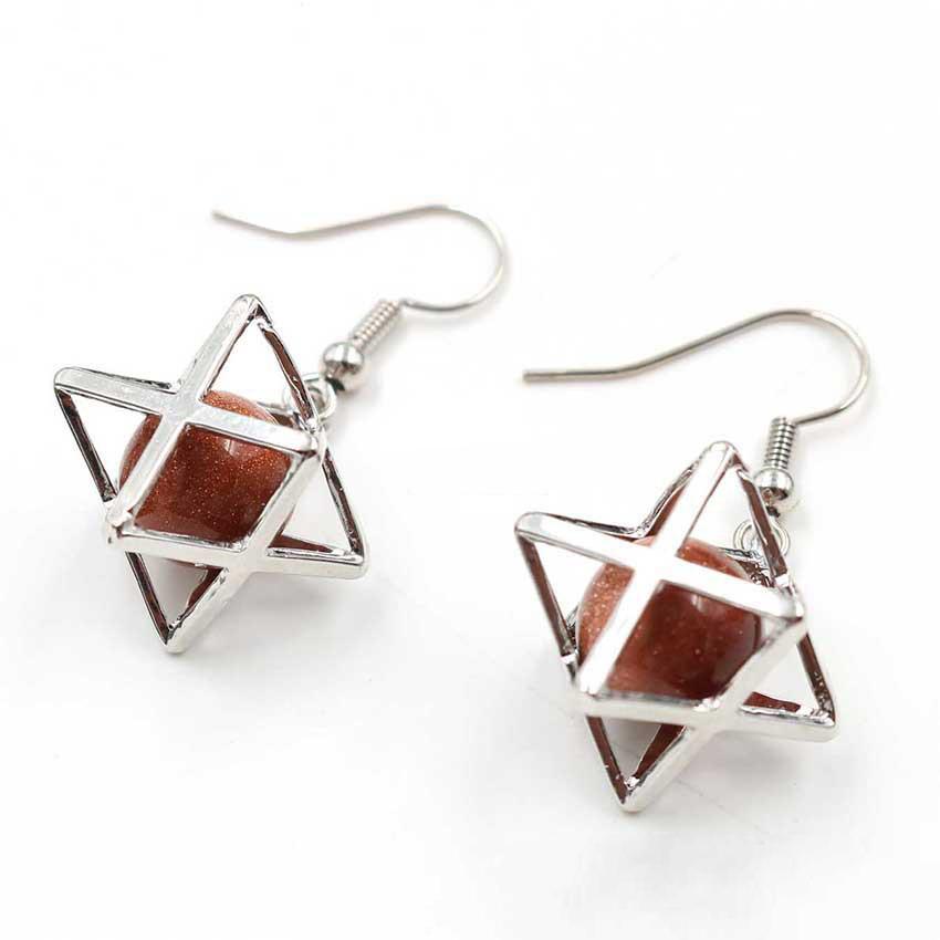 Серьги Melcaba Jewelry полые шестиконечные звезды клетка натуральный кристалл преувеличенные серьги женские серьги