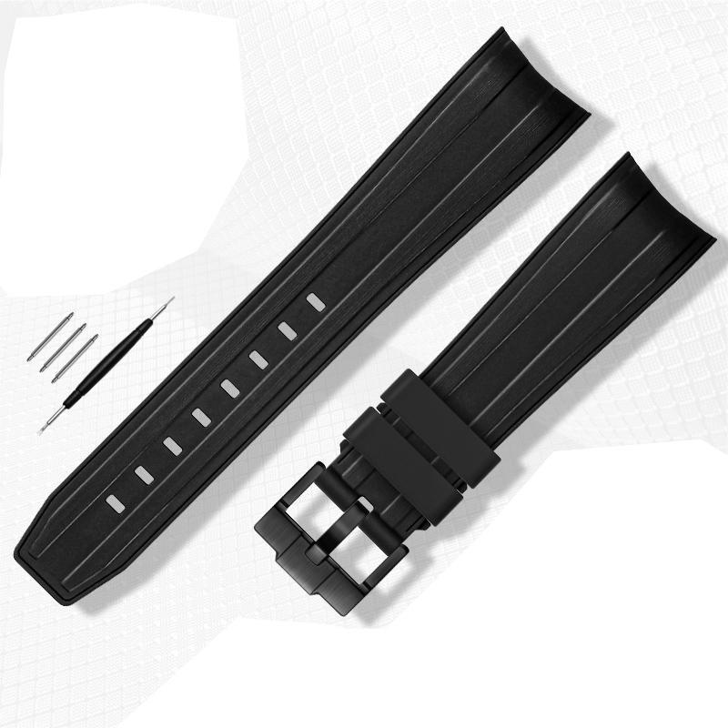FKM Fluororubber Rubber Watch Strap 21mm Waterproof Silicone Wristband For Submariner DEEPSEA Oysterflex Rolex Watchband Band