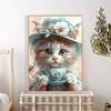 5d DIY Алмазная картина, вышивка крестом, послеобеденный чай, кошка, алмазная вышивка, мозаика животных, полный круглый дрель, домашний декор, искусство