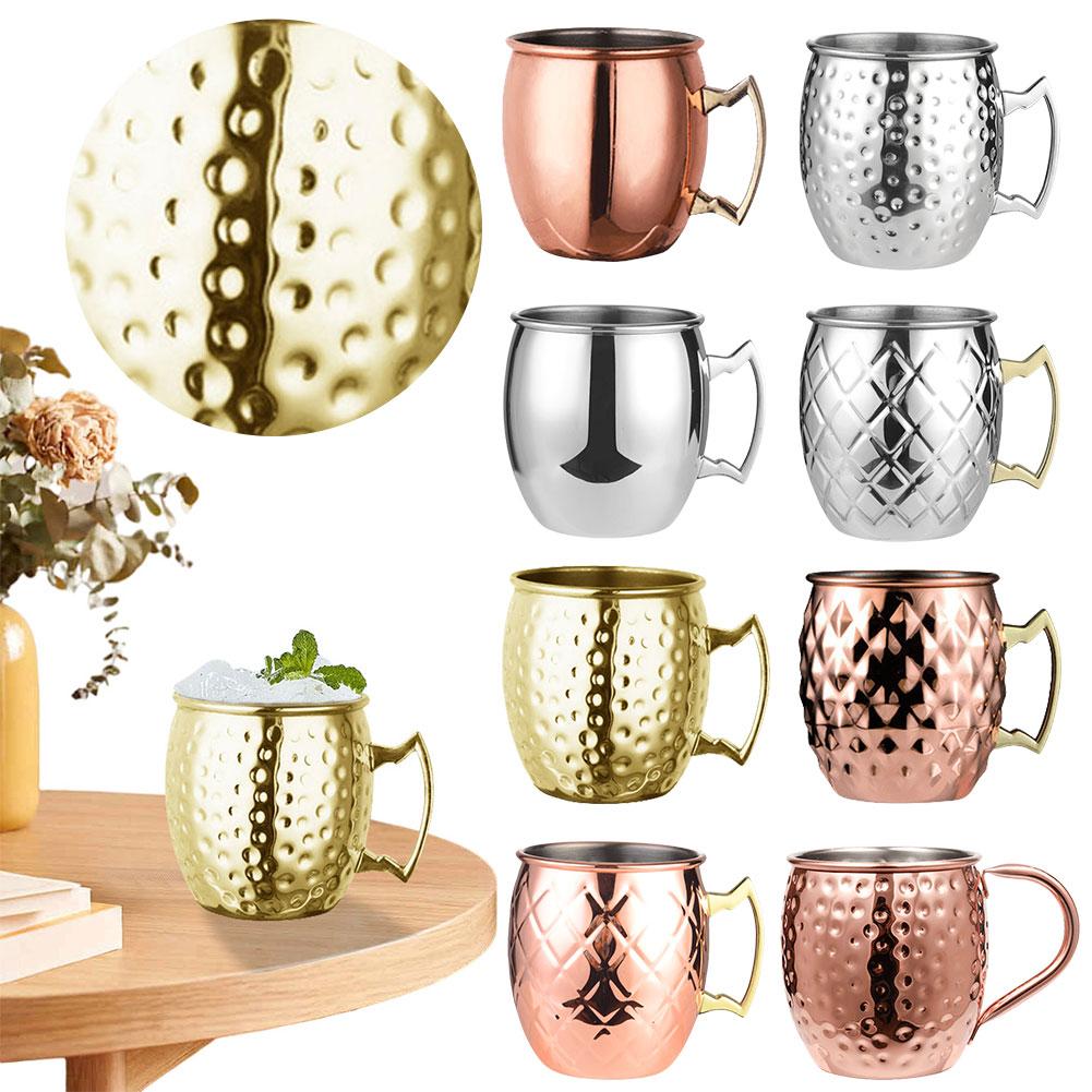 Moscow Mule Mug with Handle Bar Drinkware Copper Plated Cocktail Mug for Cold Drinks Beer Wine Bars Parties Gifts