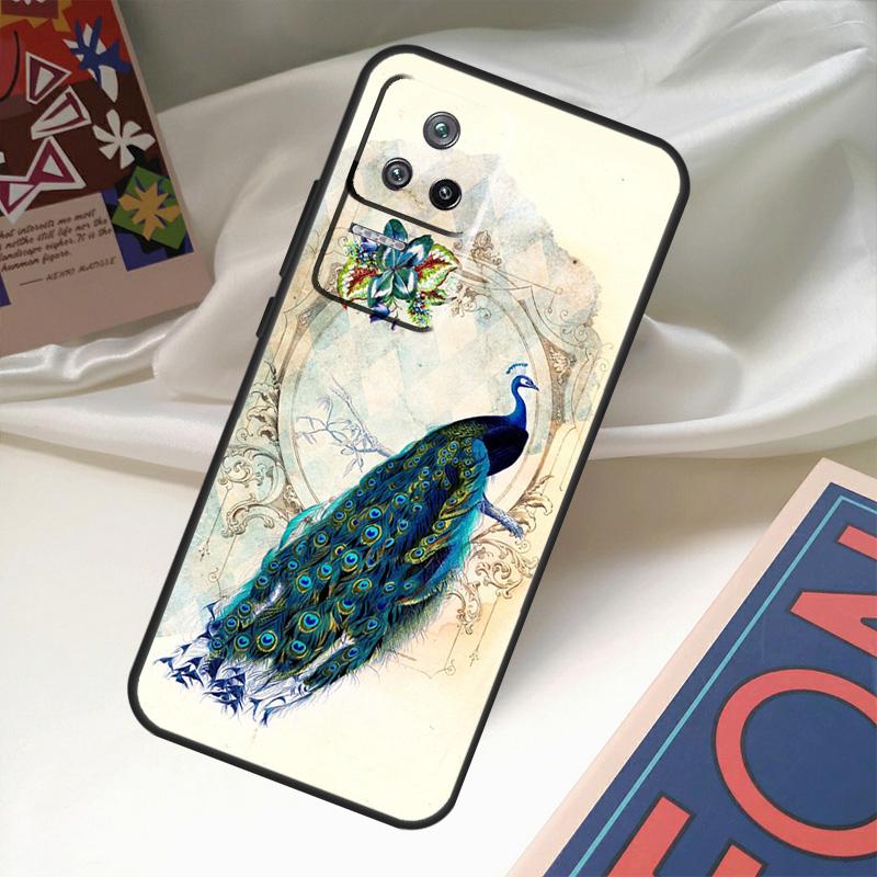 Bird Peacock Feather Case For POCO X6 Pro M6 X5 X3 M5s F3 F5 Xiaomi 14 Ultra 13 12 Lite 11T 12T 13T Pro Coque