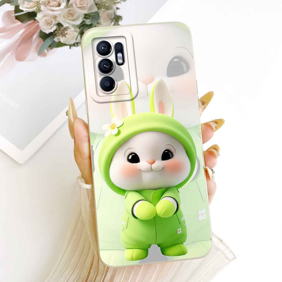 For Oppo Reno6 4G Case Fashion Cartoon Print Soft Silicone Cover For Oppo Reno6 4G CPH2235 Phone Cases Bumper