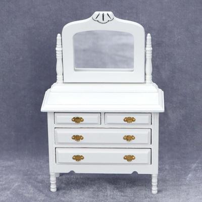 Кукольный туалетный столик с зеркалом и подставкой для духов 1/12 миниатюрный туалетный столик для кукольного домика мебель для спальни украшение