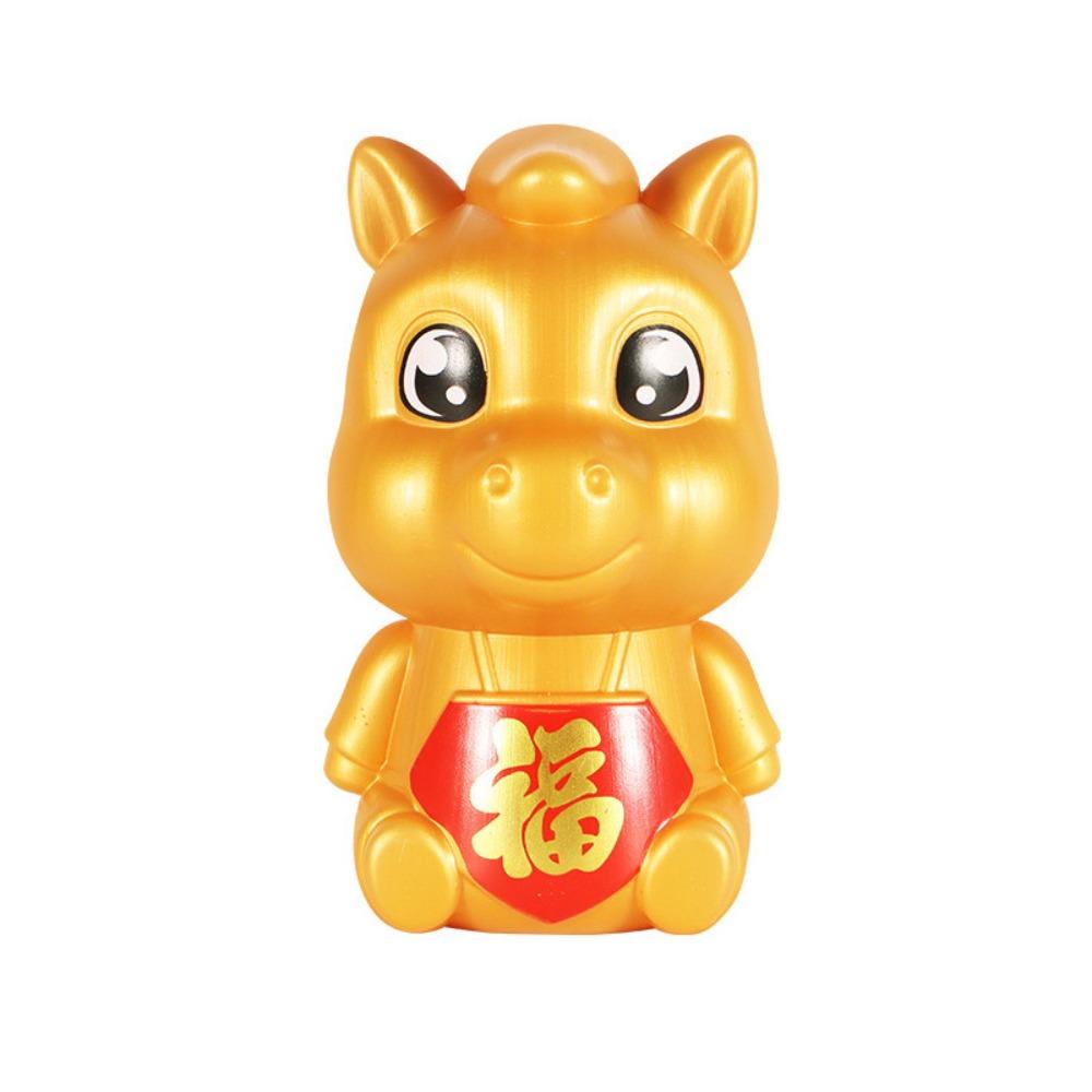 Прочная Золотая Мультяшная Копилка Утолщенная Небьющаяся Зодиакальная Лошадь Банка для Монет Прочная На Удачу Коробка для Экономии Монет Подарок