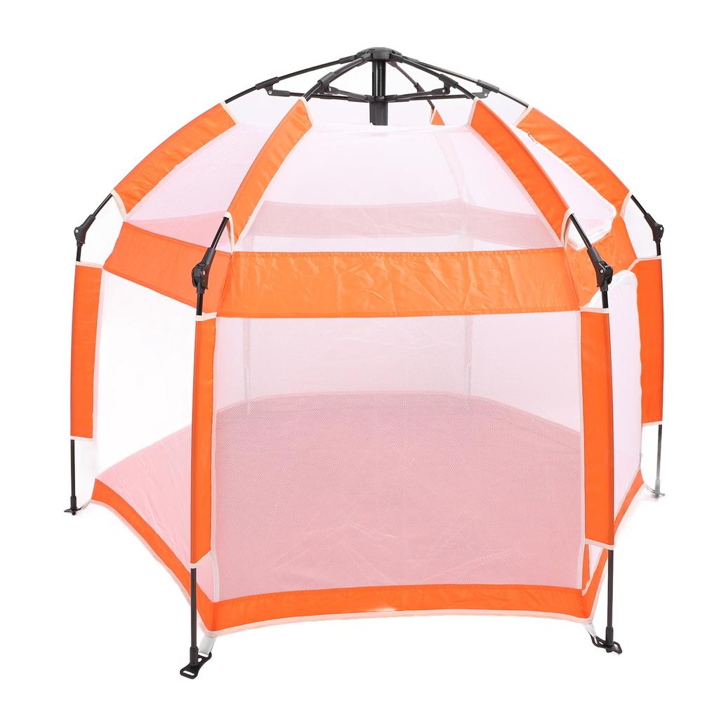 Popup Playpen Tent Roomy Foldable Portable Baby Fence for Indoor Outdoor Yard Beach Use Orange