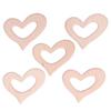 5Pcs DIY Baby Wood Teether Toys HeartShaped Polished Necklace Pendant Art Craft Accessory