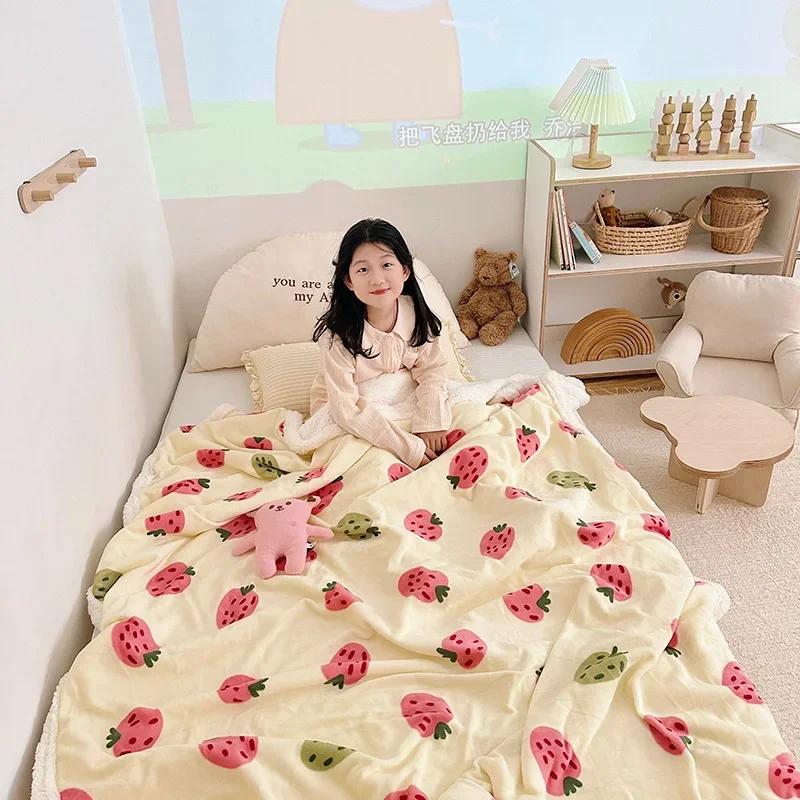 Молочное бархатное одеяло детское одеяло утолщенное бархатное одеяло ягненка утолщенное двухстороннее бархатное обеденное одеяло