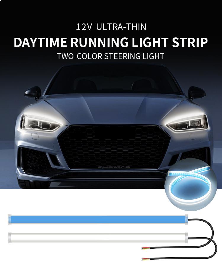 1 пара старт сканирование DRL автомобильные дневные ходовые огни гибкая водонепроницаемая светодиодная лента последовательный указатель поворота для автомобильных фар 12 В