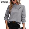 Spring and Autumn Women's Blouse Comfortable Casual Solid Color Round Neck Long Sleeve Top