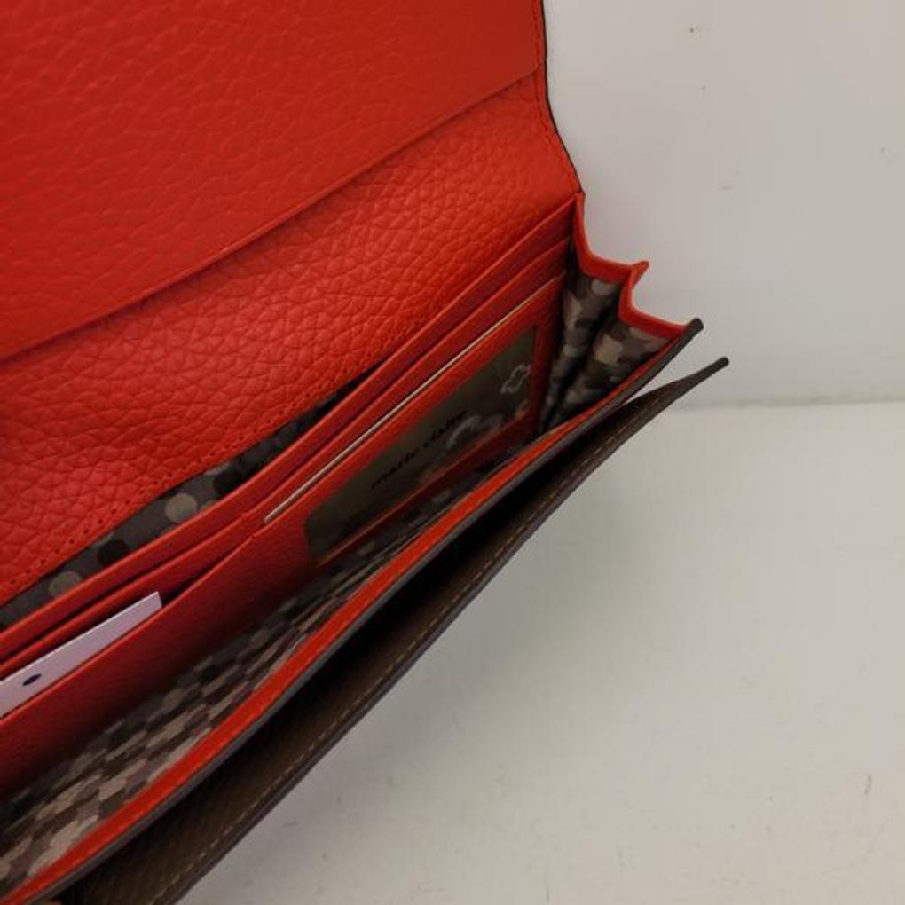 Mari Eclaire Recommended High-Quality Natural Leather Slim Line Pretty Casual Long Wallet 606180 Red