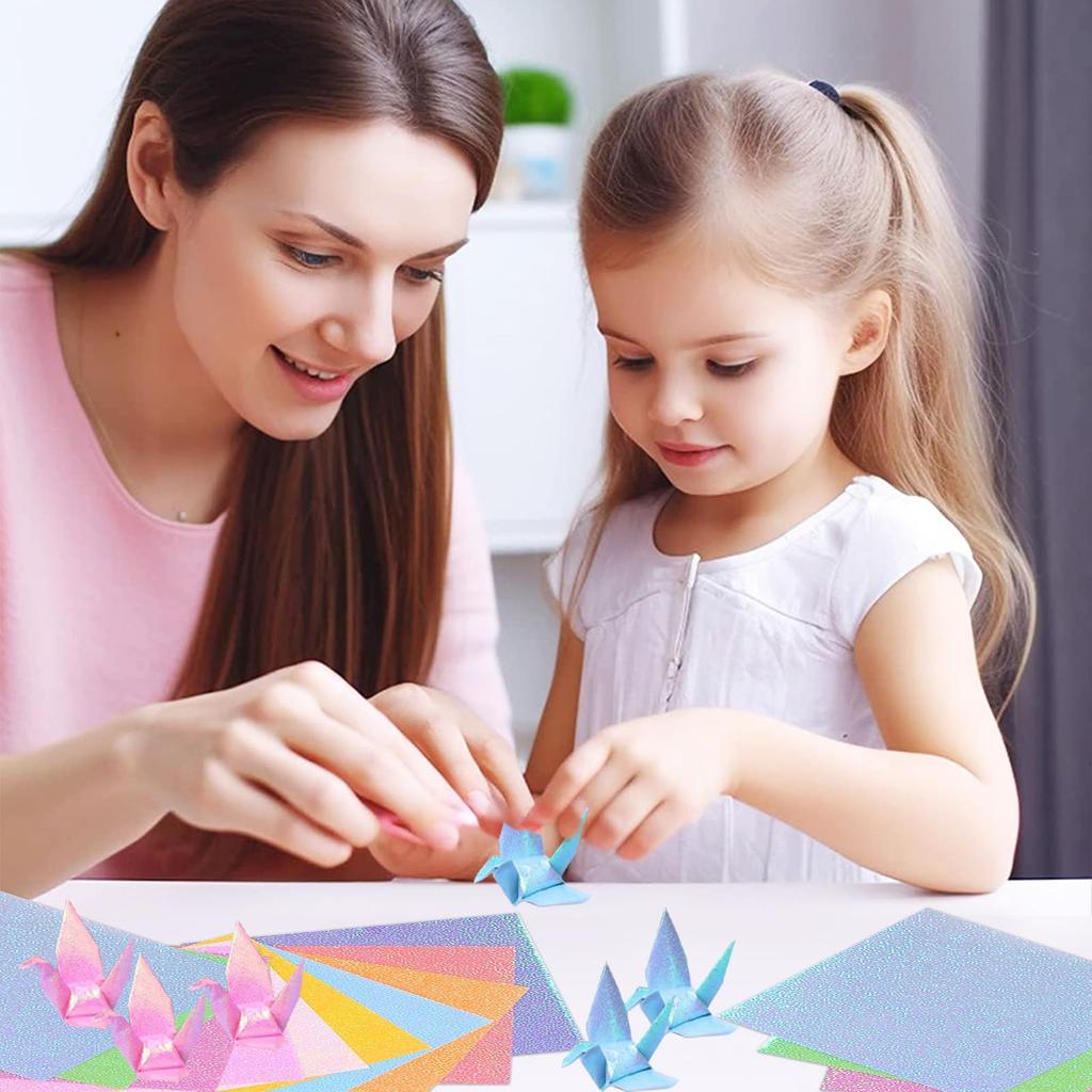 Koundeneko Sparkly Origami Approximately 10 Set of 200 Stylish Pearl Origami Colorful for Paper Thousand DIY Party Handmade Craft Paper, Colors,