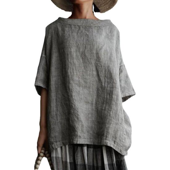 Boat Collar Shirt Comfortable Streetwear Concise Half Sleeve Women Top