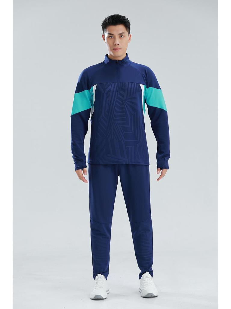 Autumn Winter College Student Football Training Set: Half-Zip Long-Sleeve Jersey & Children's Competition Team Uniform