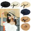 Casual Big Wide Brim Foldable Floppy Straw Summer Bow Cap Straw Cap Beach Hat Sun Hat