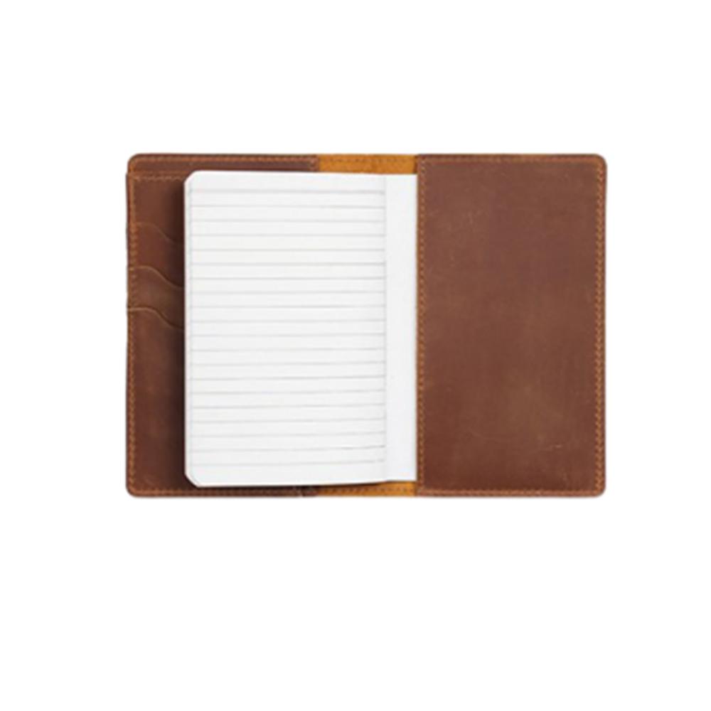 Crazy Horse Leather Genuine Leather Notebook Pen Slot Portable ID Credit Card Holder Replaceable Core Ultra Thin