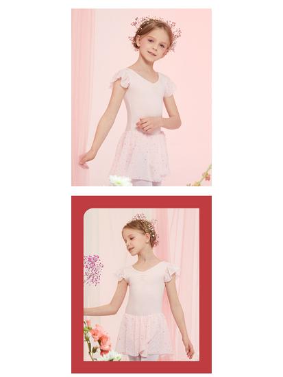 Girls' Summer Ballet Dance Dress - Short-Sleeved Toddler Chinese Skirt
