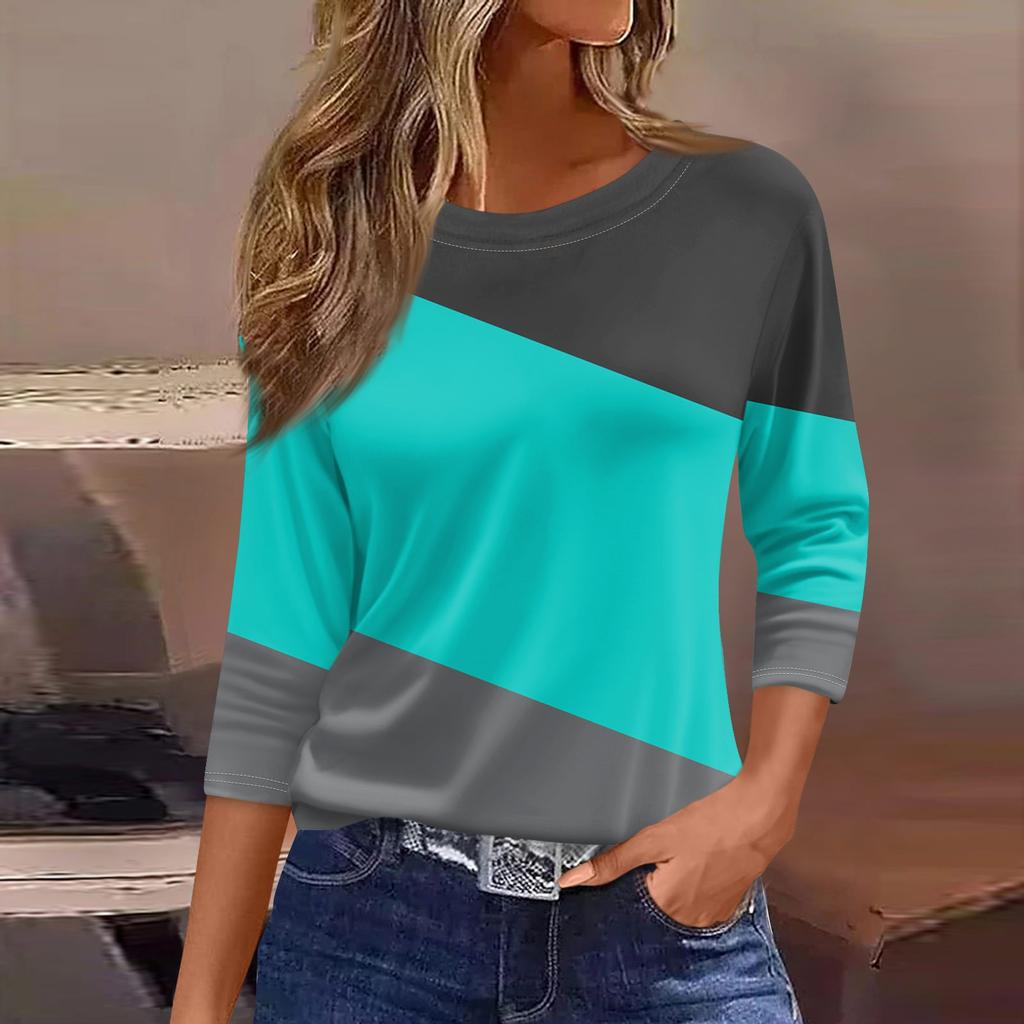 Traf 2024 Mujer женская мода повседневная круглая горловина рукав 3/4 свободная принтованная футболка женская верхняя одежда для женщин рубашка для женщин
