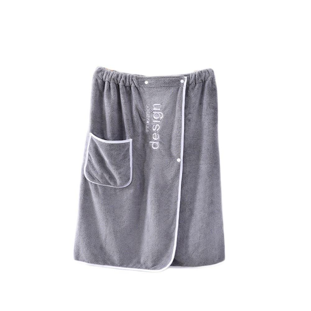 With Pocket Shower Towel Solid Color Short Towel Skirt Bathrobe Men Wearable Bath Towel Shower