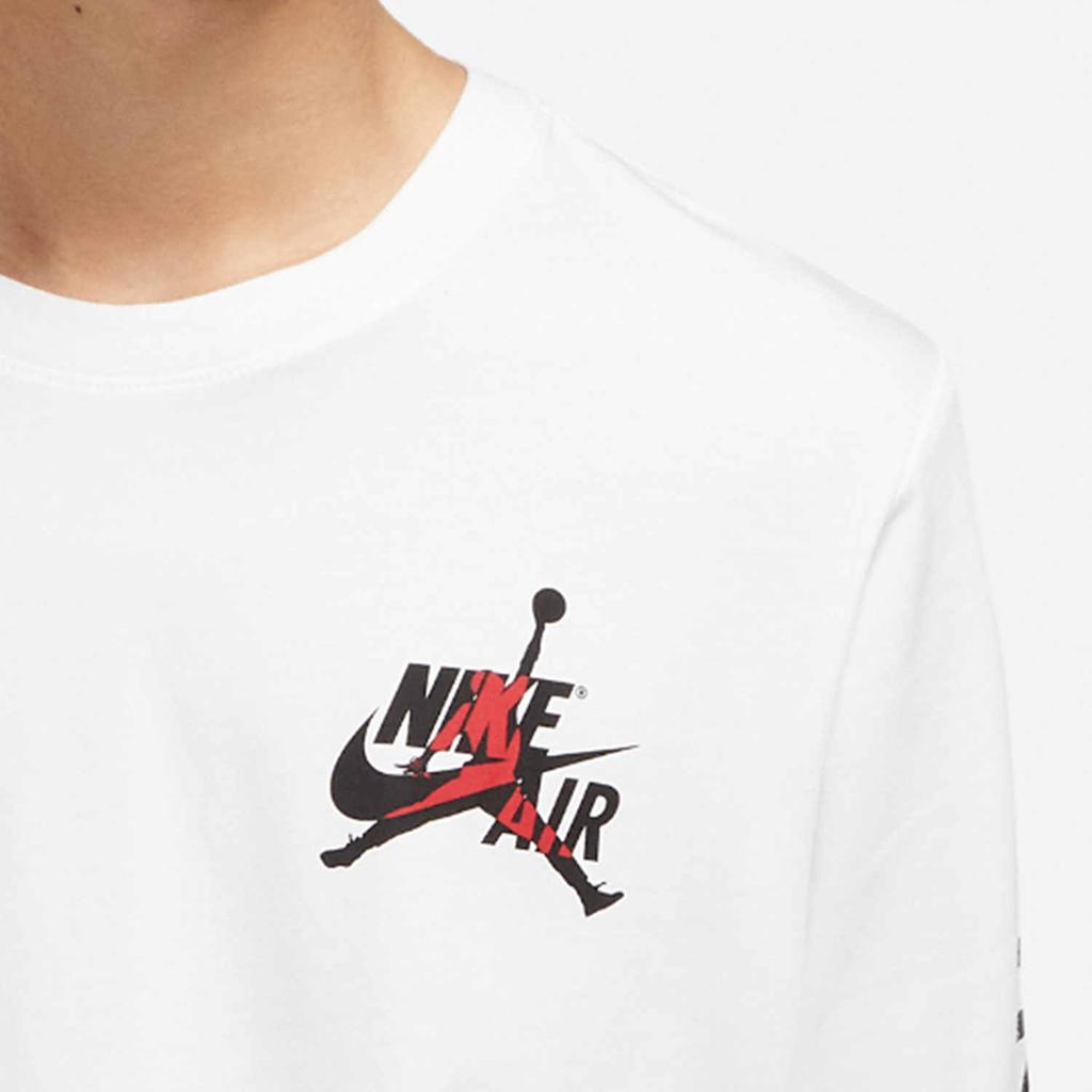Men's Air Jordan Logo Printing Round Neck Long Sleeves White T-Shirt DN1447-100