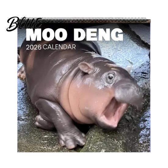 Милый Карликовый Бегемот Подвесной Бегемот 2026 Ежемесячный Moo Deng Настенный Календарь Иллюстрации Планировщик Подарок
