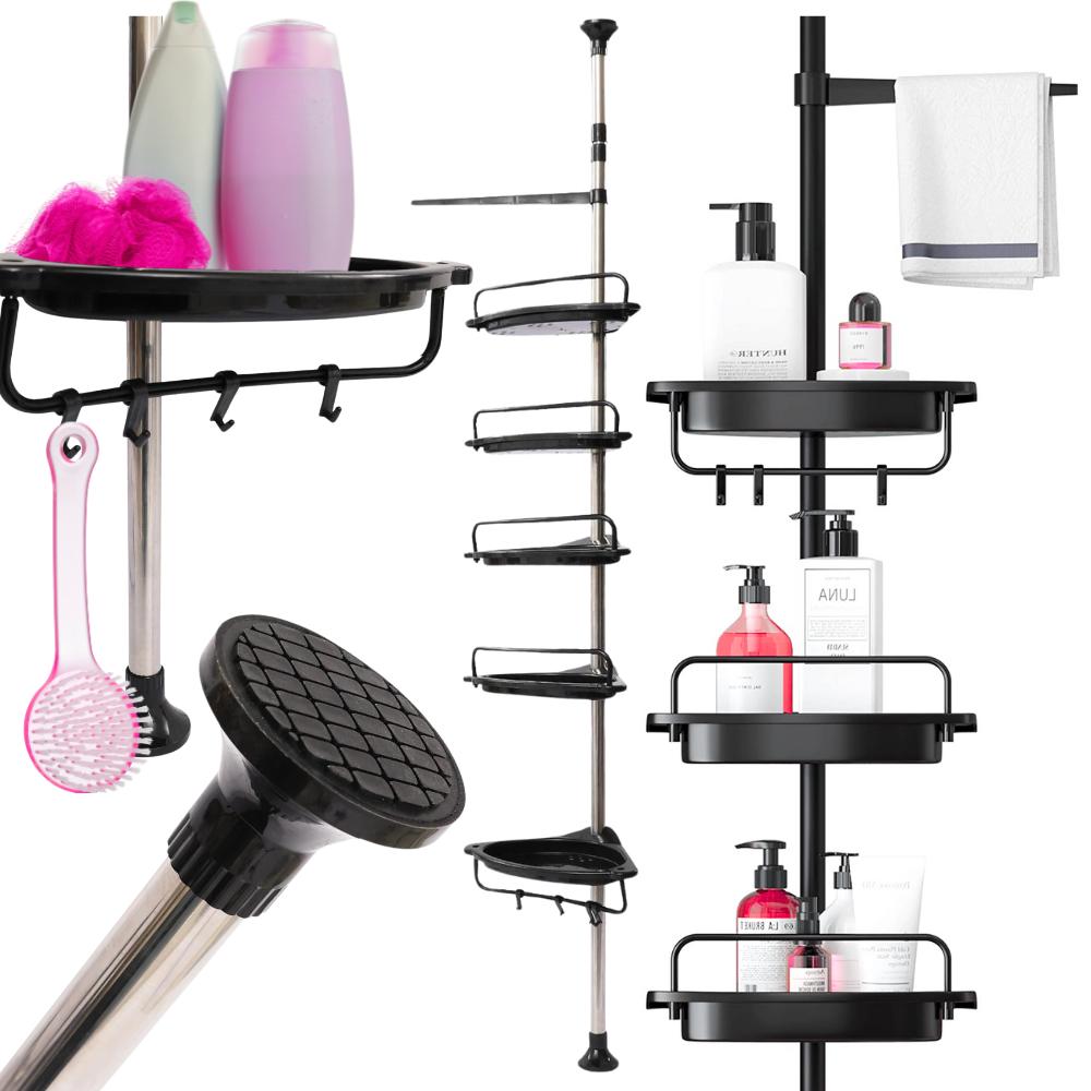 Corner bathroom shelf, telescopic, adjustable, for shower, 4 shelves, strong